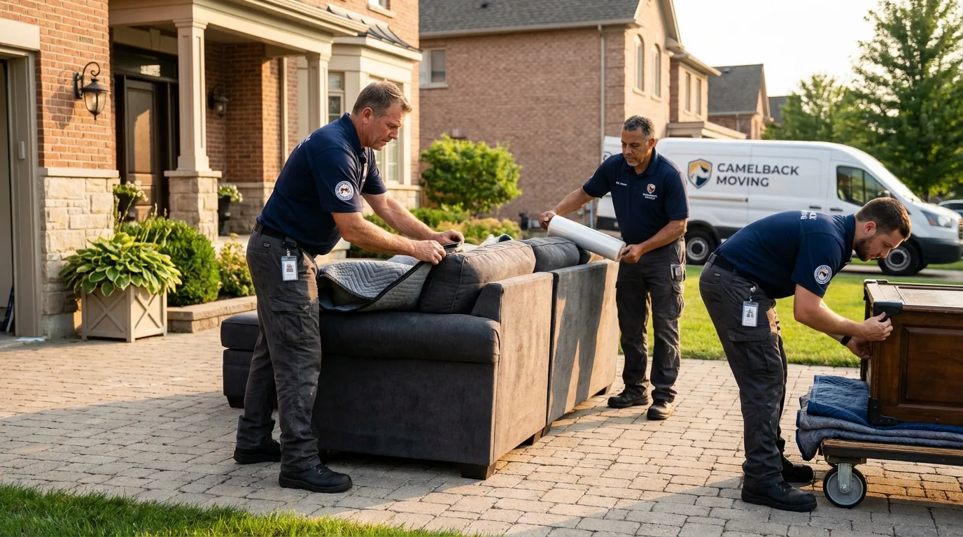 Large estate moving crew wrapping furniture in Leonard, TX